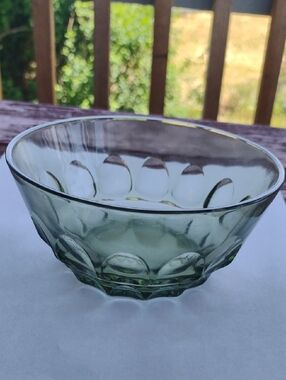 Vintage Green Pressed Glass Bowl